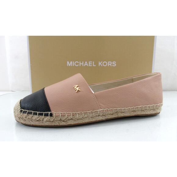Michael Kors Kendrick Slip On Espadrille Flat Shoes MK Logo Oyster Black - Picture 2 of 6